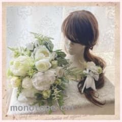 ＊コロナ禍の花嫁様応援価格！ホワイトナチュラルブーケセット＊のサムネイル