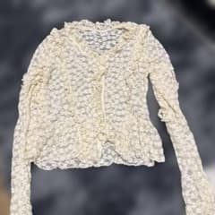 MOUSSY 長袖 レース ブラウス ホワイト Fのサムネイル