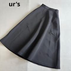 유어스 골판지 플레어 스커트 A 라인 아름다움 실루엣 블랙 블랙 S