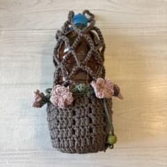 お花のペットボトルホルダー　茶　くすみピンクのサムネイル