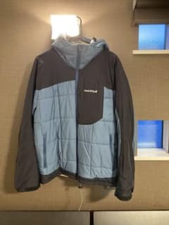 【激レア】モンベルフラットアイアンパーカー Ｌブルー×ブラック【タイムセール】 激レア】モンベルフラットアイアンパーカー Lブルー×ブラック【タイム