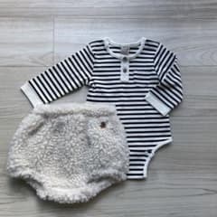 プティマイン　新品⭐︎もこもこパンツセットアップ　80センチのサムネイル