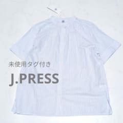 未使用タグ付き☆J.PRESS バンドカラー ストライプ シャツ ゆったり 