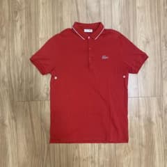 【極美品/日本製】ラコステ ストレッチ ポロシャツ 赤 L 背ロゴ スポーツのサムネイル