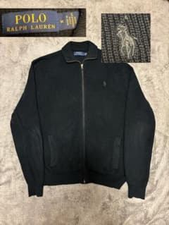 ポロラルフローレン ドライバーズニット 黒 刺繍ロゴ コットン M 