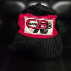90s ヒットユニオン製 CB RACING コーデュロイキャップ 黒/赤