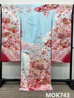振袖 仮絵羽 舞台衣装 金駒 紋意匠 正絹 未仕立て品 八掛付き MOK743 