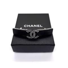 CHANEL シャネル ココマーク ラインストーン バレッタ ブラック 箱付き