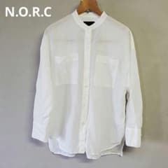 ノーク NORC シアーシャツ バンドカラー 長袖 綿 シルク 1 ホワイト 