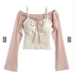 GRL カップ付きシャーリングキャミソール×ショート丈ボレロベロアアンサンブルのサムネイル