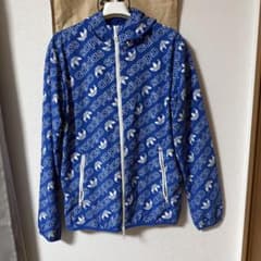 adidas 総柄ロゴ フルジップパーカー ブルー Sのサムネイル