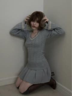 andmary Yuhua school knit set up grayのサムネイル