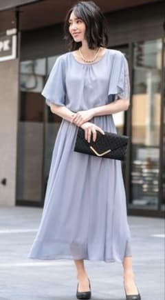 Fashion Letter スリット入レーススリーブ 結婚式ワンピースドレスのサムネイル