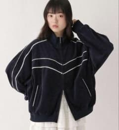 Heather ベロアレースラインブルゾン ネイビー - メルカリ