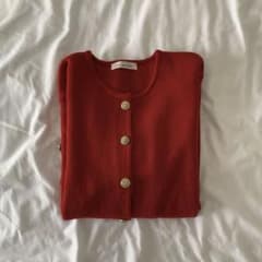 赤 カーディガン vintage 古着のサムネイル