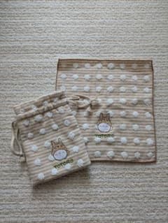 My Neighbor Totoro Towel Handkerchief and Drawstring Bag Set