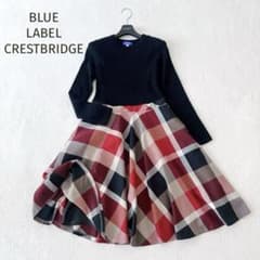 極美品★ブルーレーベルクレストブリッジ★ドッキングワンピース 金ボタン チェック 極美品☆ブルーレーベルクレストブリッジ☆ドッキングワンピース 金