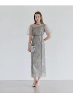 【LEJA】チュールロングスリーブリーフIラインドレスワンピースのサムネイル