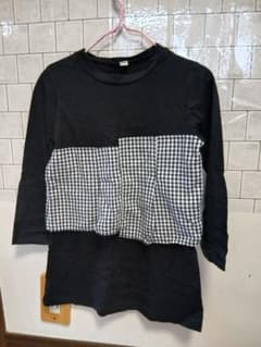 ブラック チェック パネルデザイン Tシャツのサムネイル