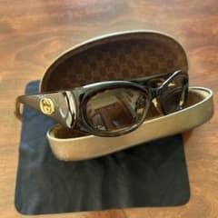 GUCCI ダークブラウン サングラス ケース付き - メルカリ