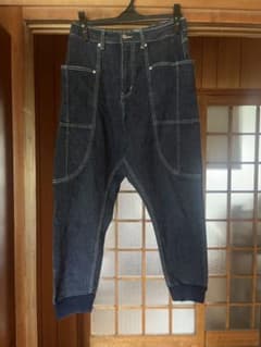 キューブシュガー デニム サルエルパンツ インディゴ ウエストゴム