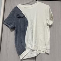 アシンメトリー半袖Tシャツ ホワイト/デニムのサムネイル