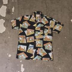 Reminiscence レーヨンハワイアンアロハシャツ 総柄 世界の風景柄 S