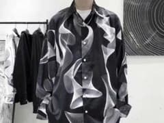 長袖 シャツ 柄シャツ ルーズフィット カジュアルシャツ ブラック Lサイズのサムネイル