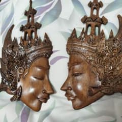 インドネシア バリ島 木製 彫刻 壁掛け2点セット - メルカリ