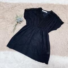 Kobe Lettuce All-Lace Dress Tunic, Black, Cutwork, 100% Cotton