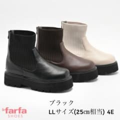 la farfa SHOESニット厚底ラウンドブーツ　ブラック　LLサイズ　4Eのサムネイル