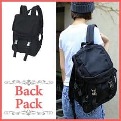 ★セール★残りわずか！新品！送料込み！メタルバックルリュック黒！のサムネイル