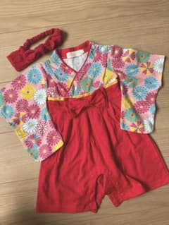 100日祝☆ロンパース 袴 70cm女の子のサムネイル