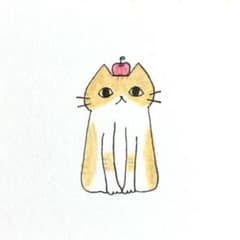 [1220] [차 호랑이 흰색 고양이 그림] 오리지널 손으로 그린 ​​아날로그 일러스트 원화 자작 창작 아트