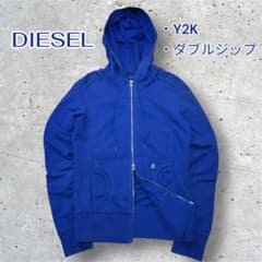 DIESEL ダブルジップ パーカー Y2K ブルー フェード ディーゼル S