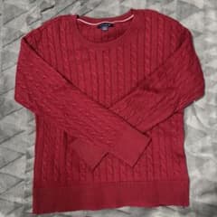 Tommy Hilfiger 赤 ケーブルニット 長袖セーターのサムネイル