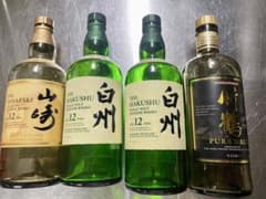 空瓶　山崎12年 白州12年 竹鶴 ピュアモルト ウイスキー 4本セットのサムネイル