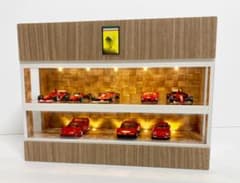1/64展示14台可・ 編み込みウッド風・2層式ディスプレーBOX/ネオ