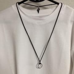 シンプル リング ネックレス ブラック　紐40cm 調整可能のサムネイル