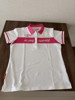 le coq sportif レディース ゴルフシャツ ホワイト ピンク LLのサムネイル