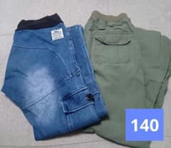 F.O.KIDS UNIQLO デニム カーゴパンツ 2点セット 140のサムネイル