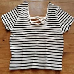 GYDA ストライプ ミニ丈半袖Tシャツ Fのサムネイル