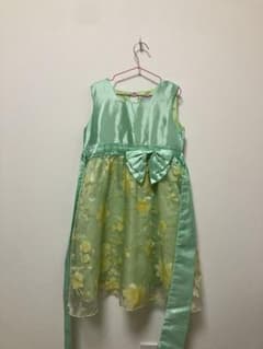 ミントグリーン 花柄ドレス リボン付きのサムネイル
