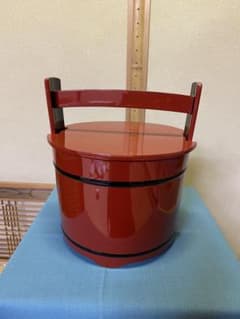 本日限定】茶道具/水指 手桶水指 豪秀(坂水秀雄)朱黒 輪島塗 美品 工芸 