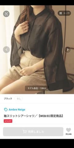 購入前コメント必須※袖スリットシアーシャツ／【WEB/EC限定商品】のサムネイル
