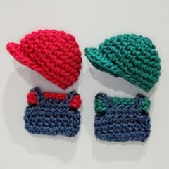 [캐스킷 & 오버 올 2 벌 세트] 5cm 인형 핸드메이드 크로셰 뜨개질