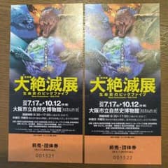 大絶滅展 生命史のビッグファイブ 大阪市立自然史博物館 チケット2枚のサムネイル