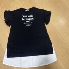 ALGY 黒 メッセージプリント 半袖ワンピース　美品のサムネイル