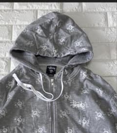 極美品 stussy ステューシー 総柄 ジップパーカー ドクロ スカル XL 