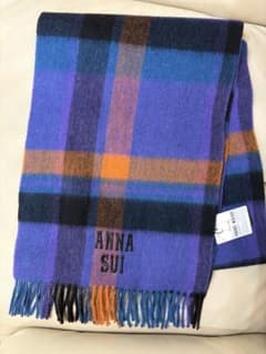 【新品　未使用】ANNA SUI チェック柄マフラー ウール100%のサムネイル